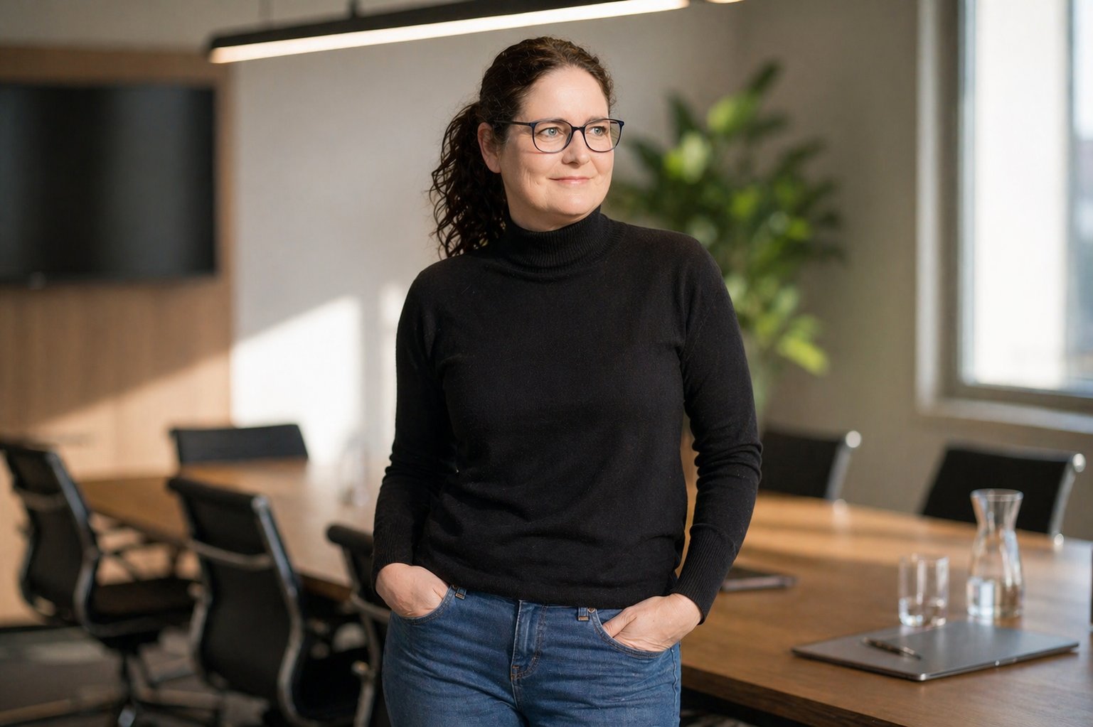 KI-Bild: Maren Westphal in einem modernen Konferenzraum
