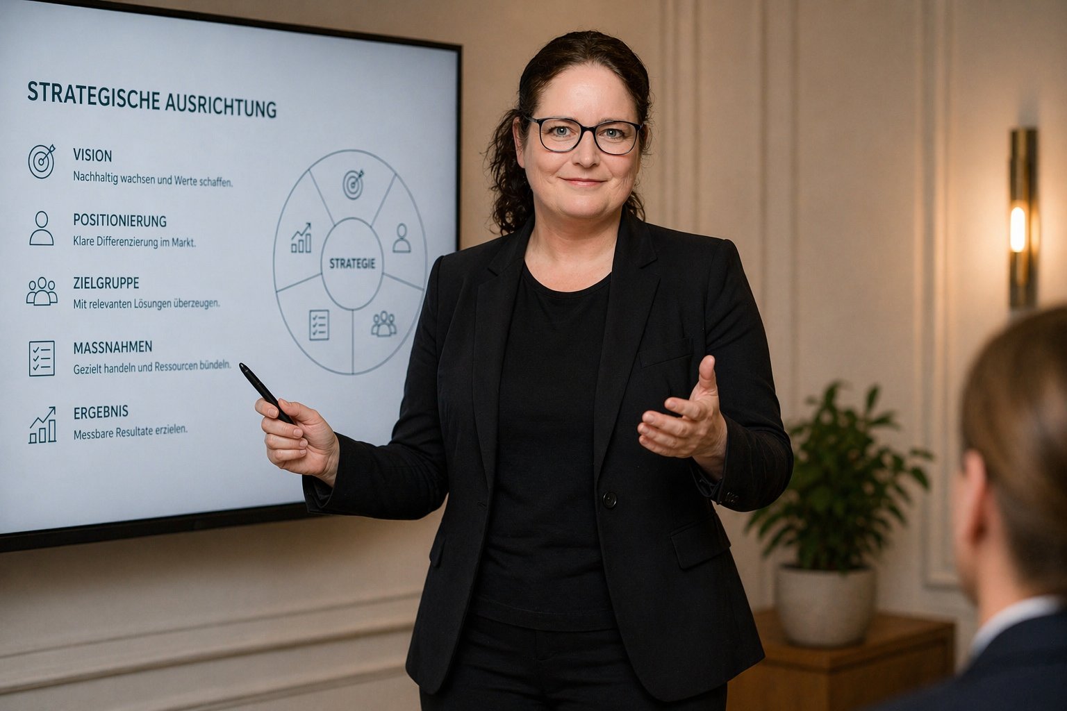 KI-Bild: Maren Westphal bei einer Präsentation